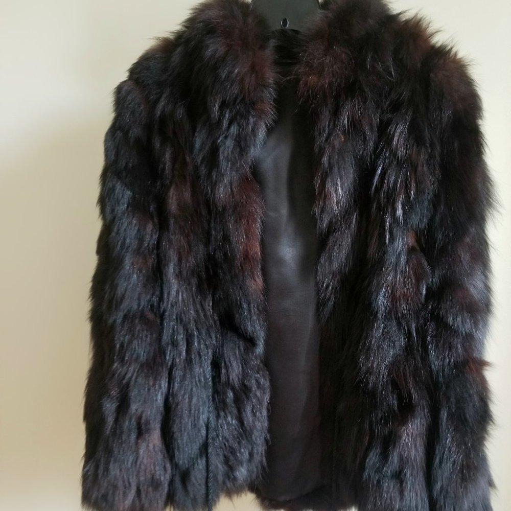 Vintage fur coat with long, plush black fur